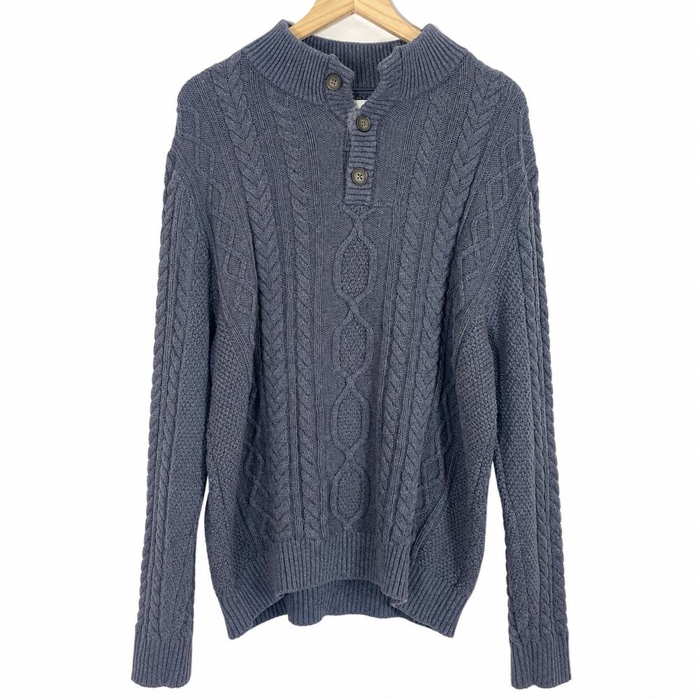 Tilley Sweater Men’s Size Large Gray Cableknit Fisherman
